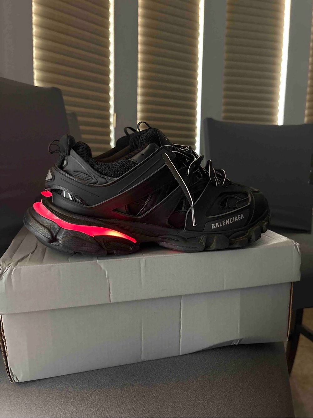 Balenciaga Men's Black Sneaker with Red Accent